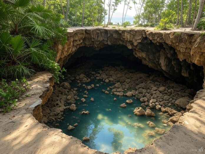 Descubren caverna junto a beachclub de Playa del Carmen donde se formó socavón