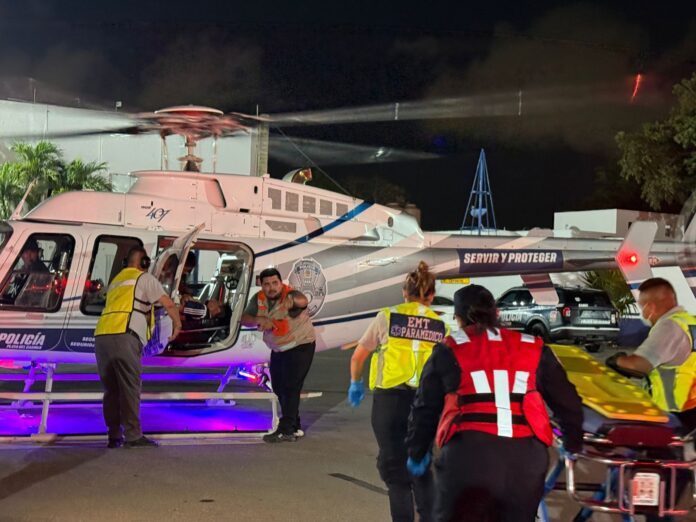 Helicóptero de la SSC Playa del Carmen realiza rescate aéreo luego de accidente en Puerto Morelos